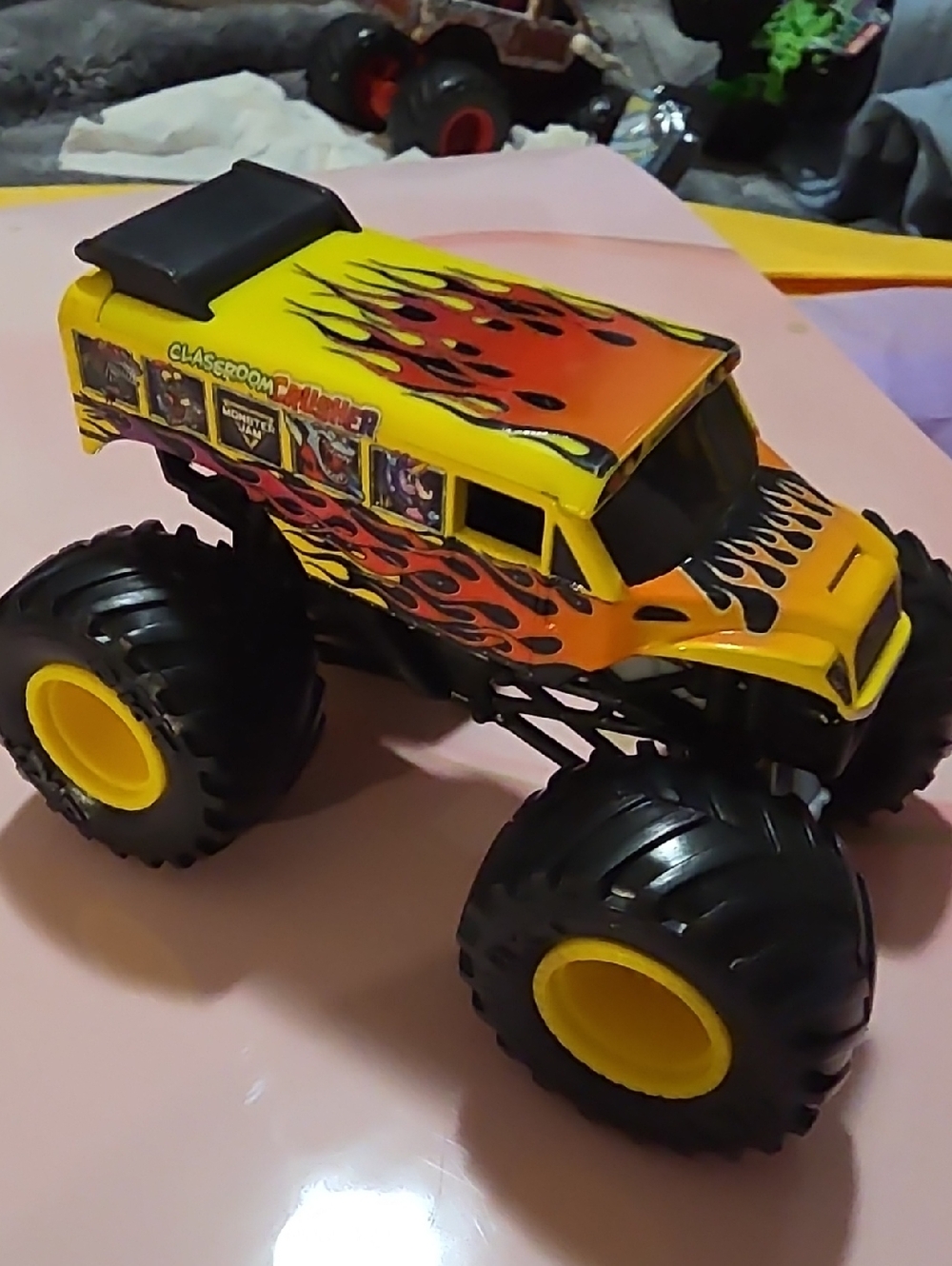 Classroom Crusher 🔥Yellow Flame Monster Truck Toy by